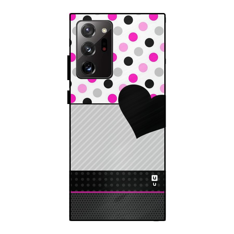 Heart Polka Stripes Metal Back Case for Galaxy Note 20 Ultra