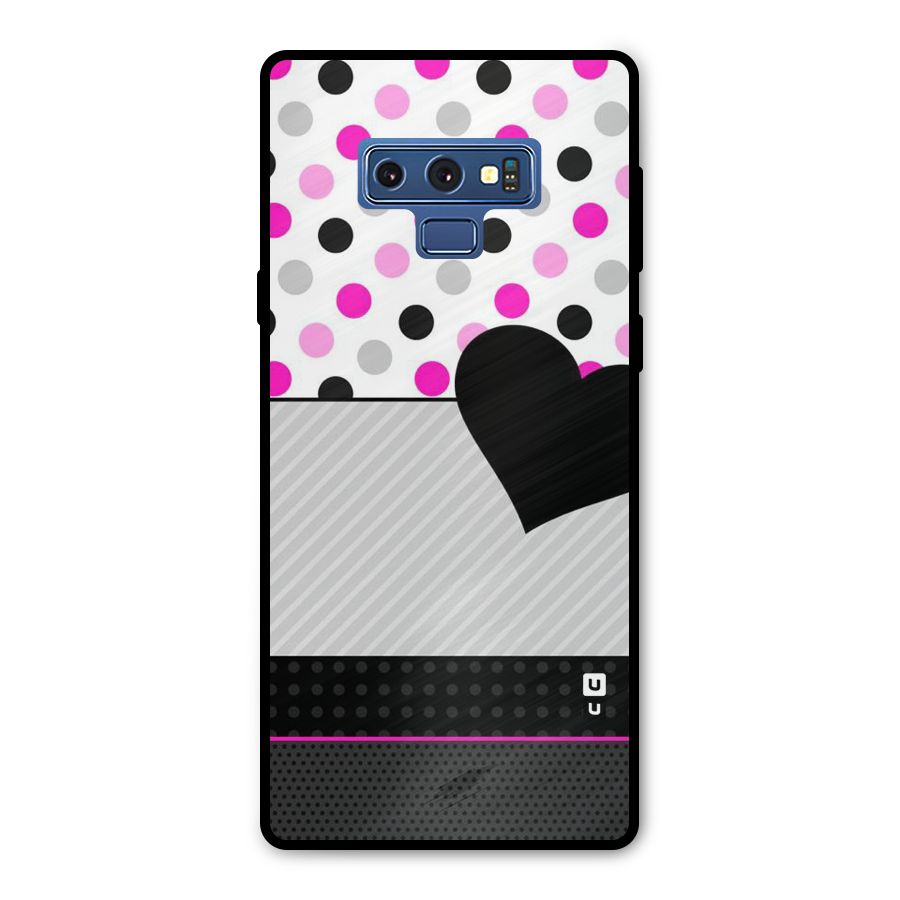 Heart Polka Stripes Metal Back Case for Galaxy Note 9