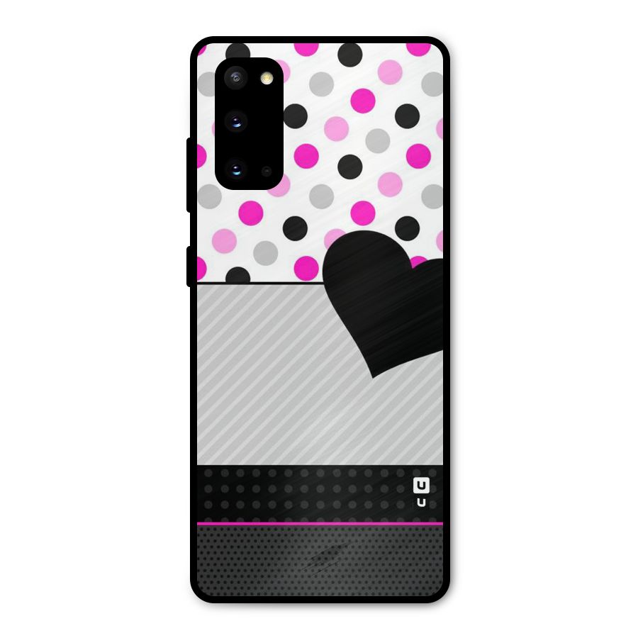 Heart Polka Stripes Metal Back Case for Galaxy S20