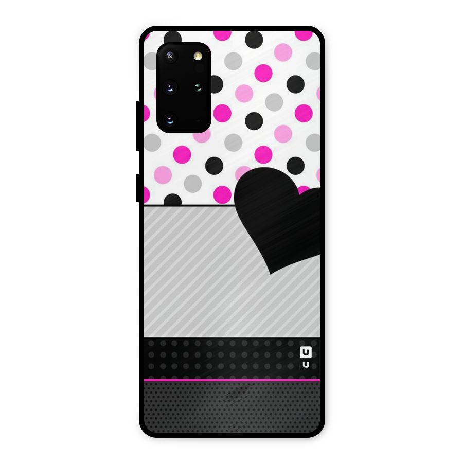 Heart Polka Stripes Metal Back Case for Galaxy S20 Plus