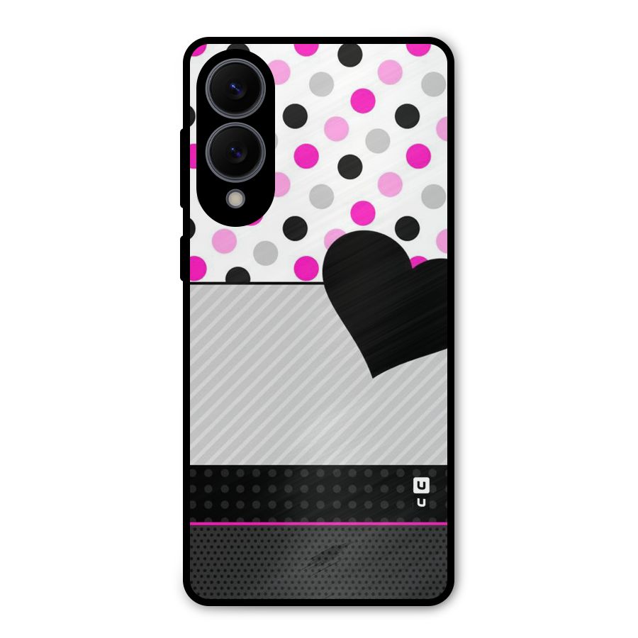 Heart Polka Stripes Metal Back Case for Galaxy S25 Edge