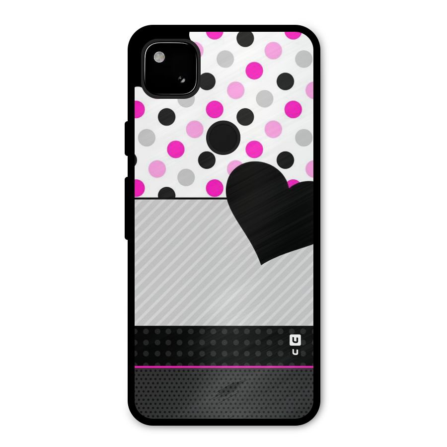 Heart Polka Stripes Metal Back Case for Google Pixel 4a