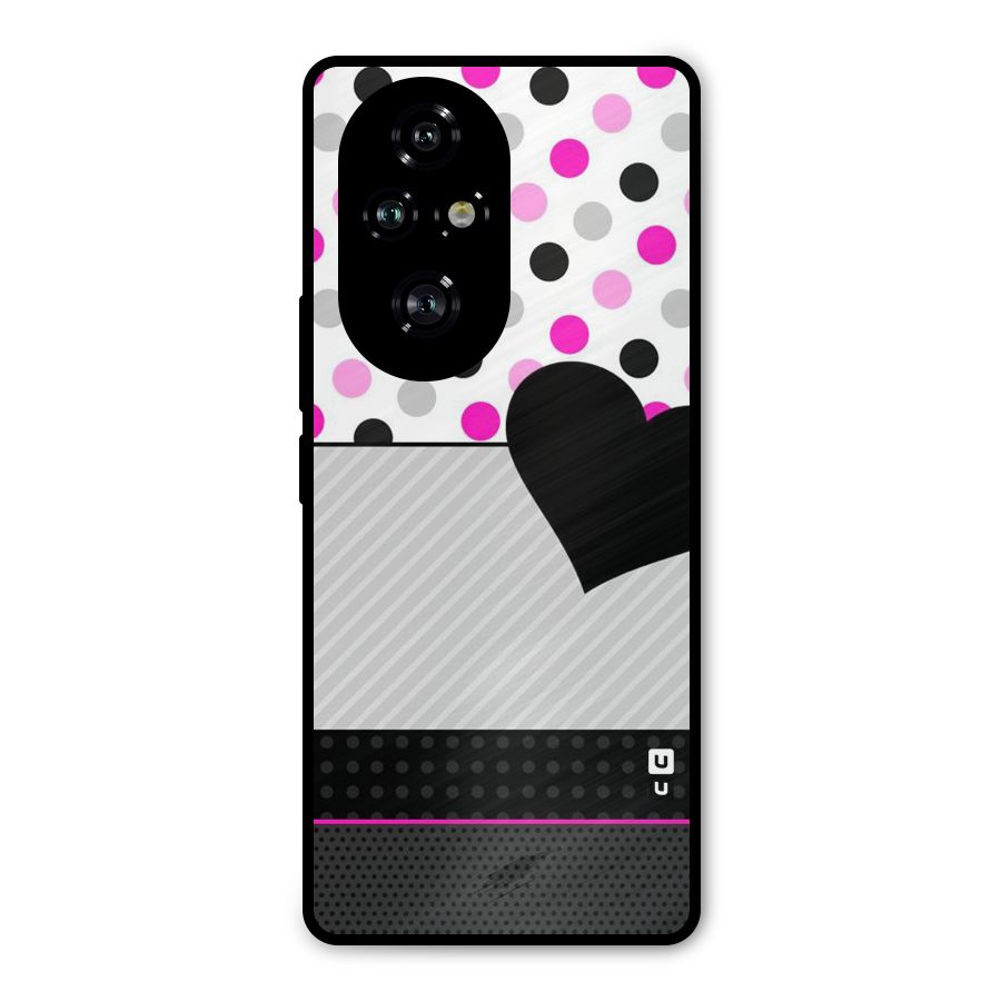 Heart Polka Stripes Metal Back Case for Honor 200 Pro