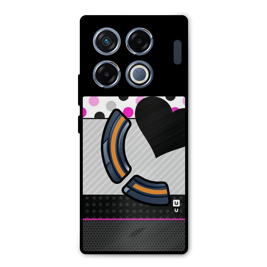 Heart Polka Stripes Metal Back Case for Infinix GT 20 Pro