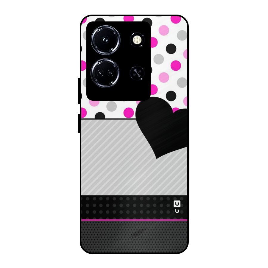 Heart Polka Stripes Metal Back Case for Infinix Note 30 5G
