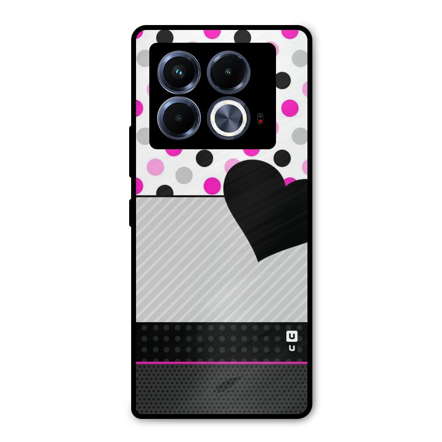 Heart Polka Stripes Metal Back Case for Infinix Note 40 5G