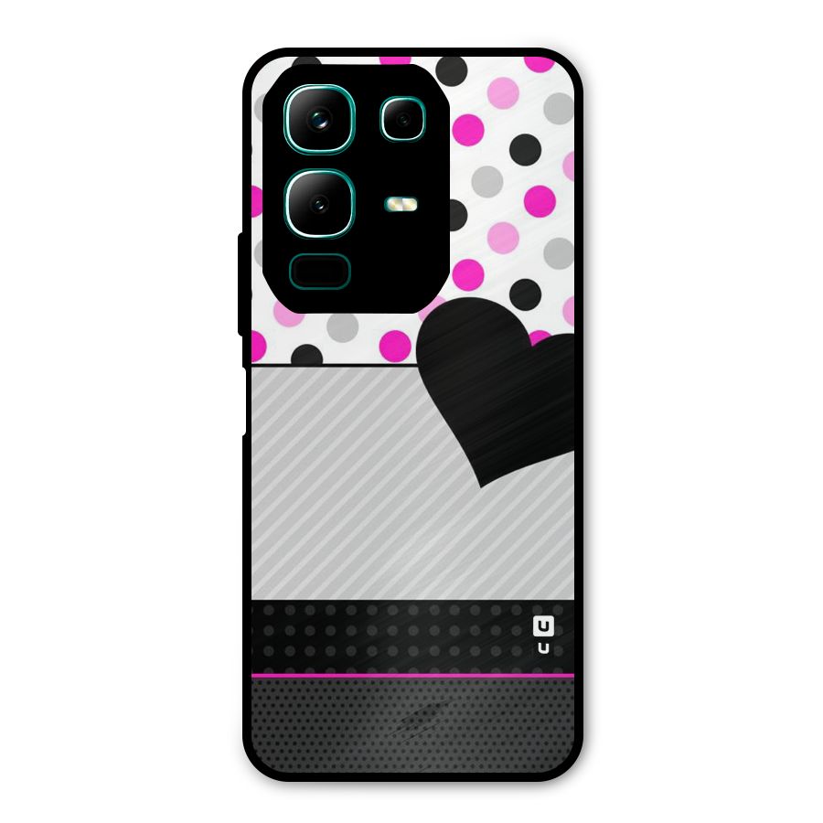 Heart Polka Stripes Metal Back Case for Infinix Note 50x