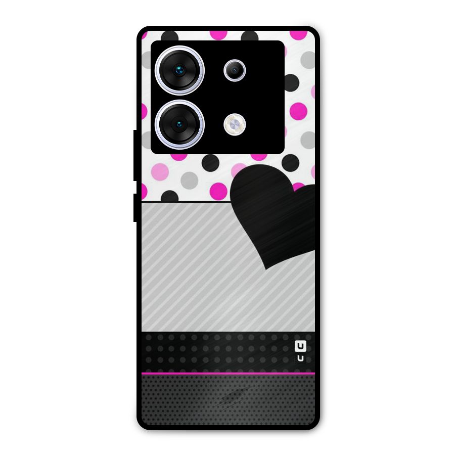 Heart Polka Stripes Metal Back Case for Infinix Zero 30 5G