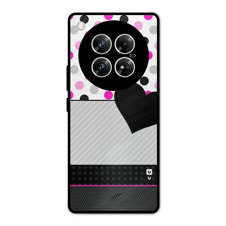 Heart Polka Stripes Metal Back Case for Infinix Zero 40 5G