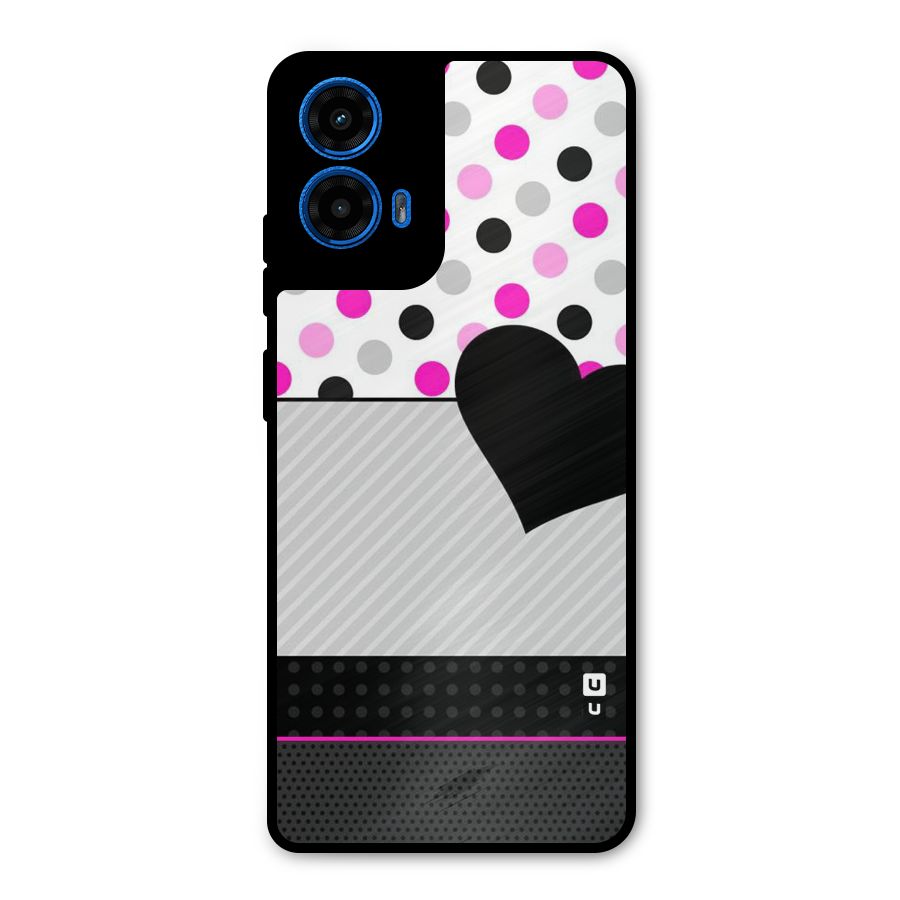 Heart Polka Stripes Metal Back Case for Moto G45
