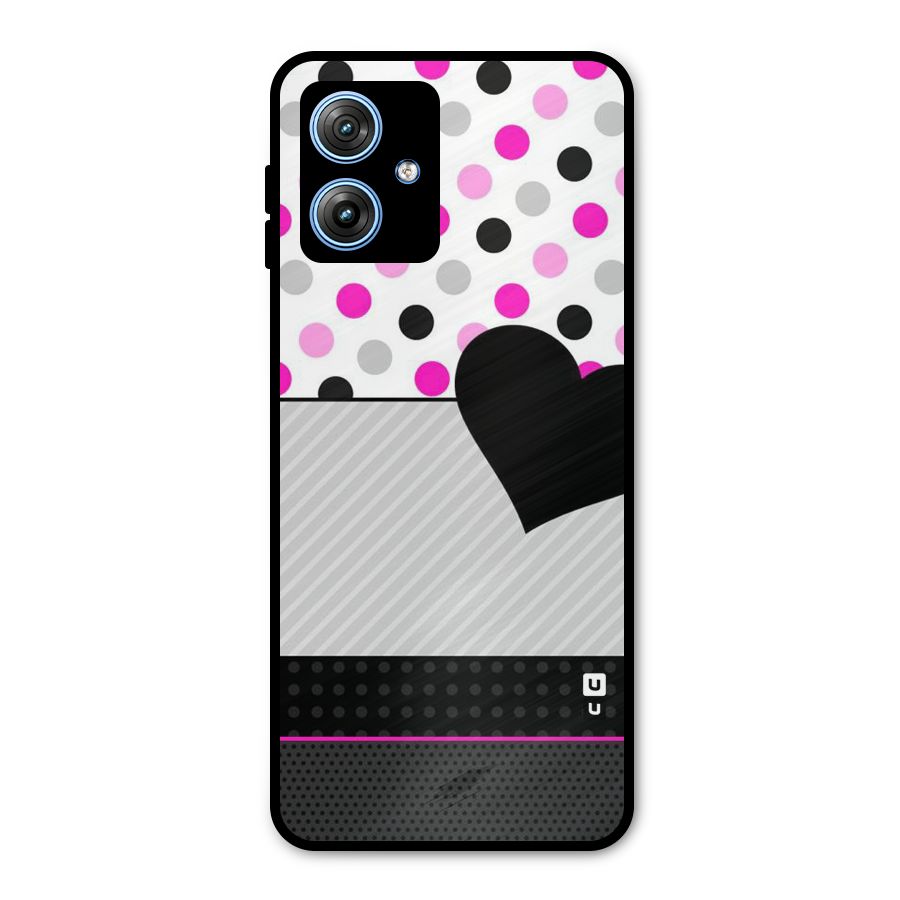 Heart Polka Stripes Metal Back Case for Moto G54
