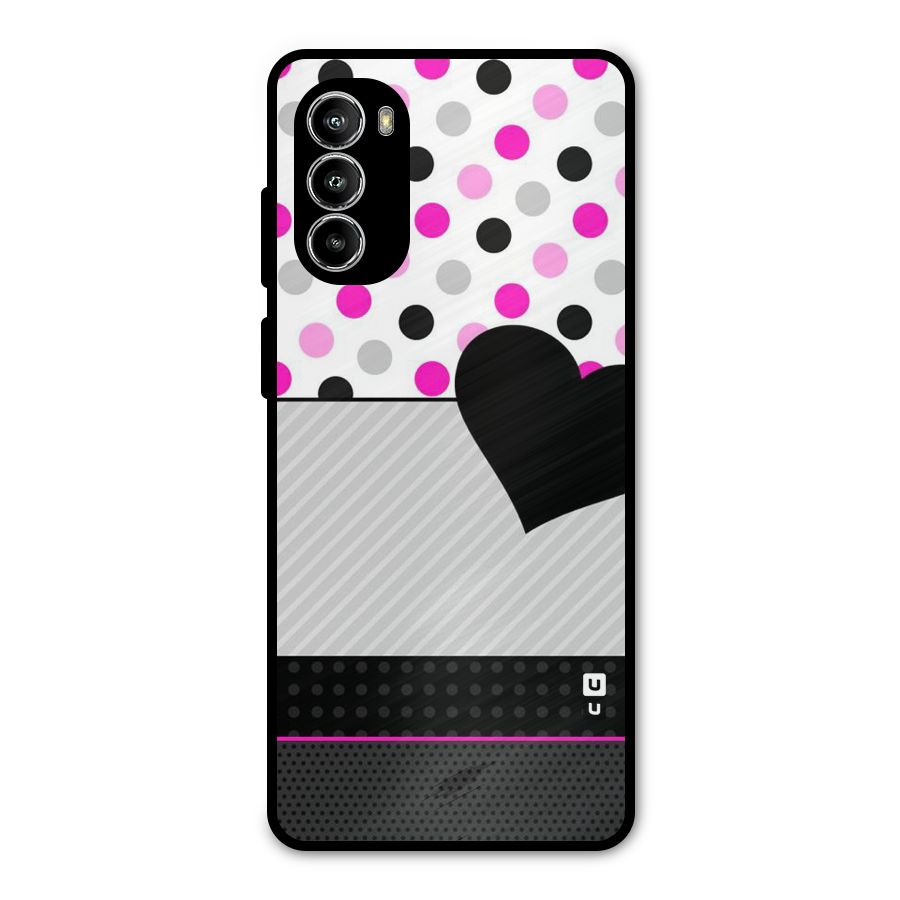 Heart Polka Stripes Metal Back Case for Moto G82