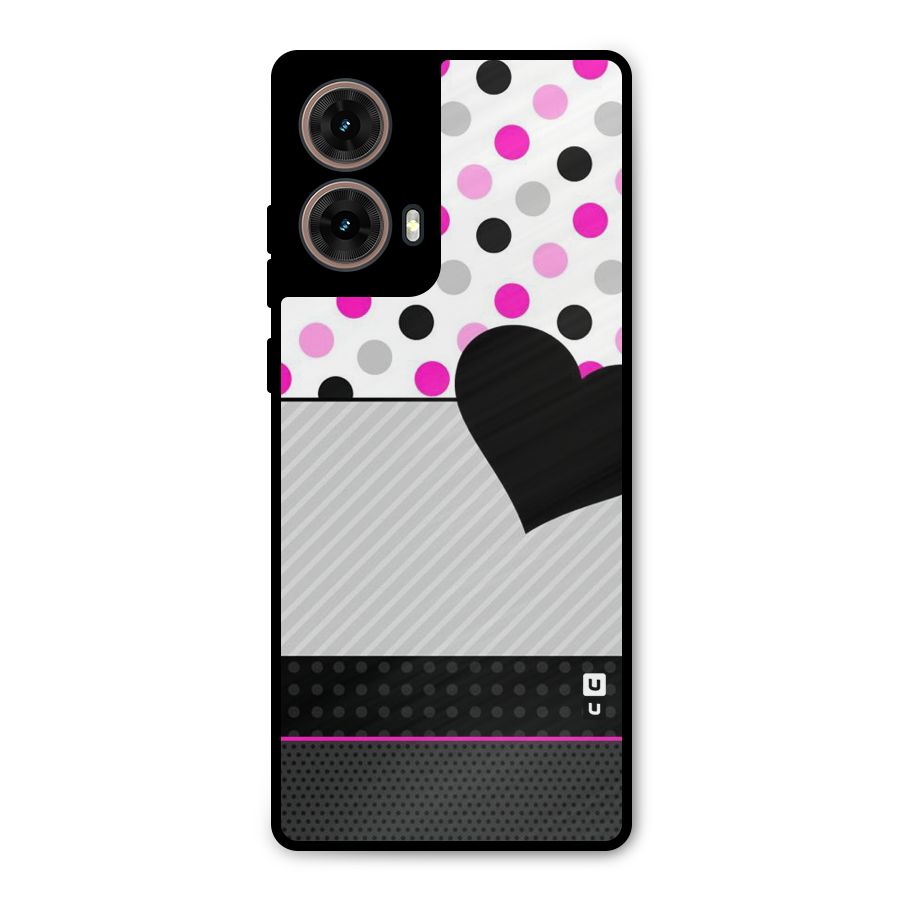 Heart Polka Stripes Metal Back Case for Moto G85