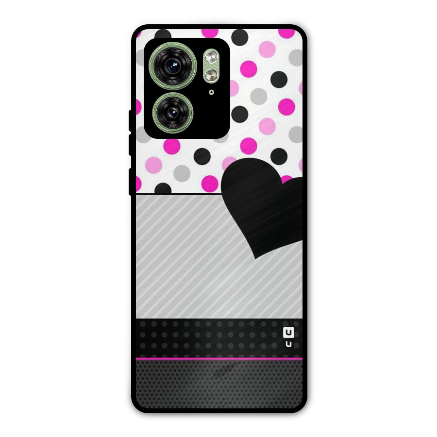 Heart Polka Stripes Metal Back Case for Motorola Edge 40 5G