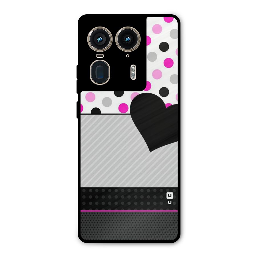 Heart Polka Stripes Metal Back Case for Motorola Edge 50 Ultra