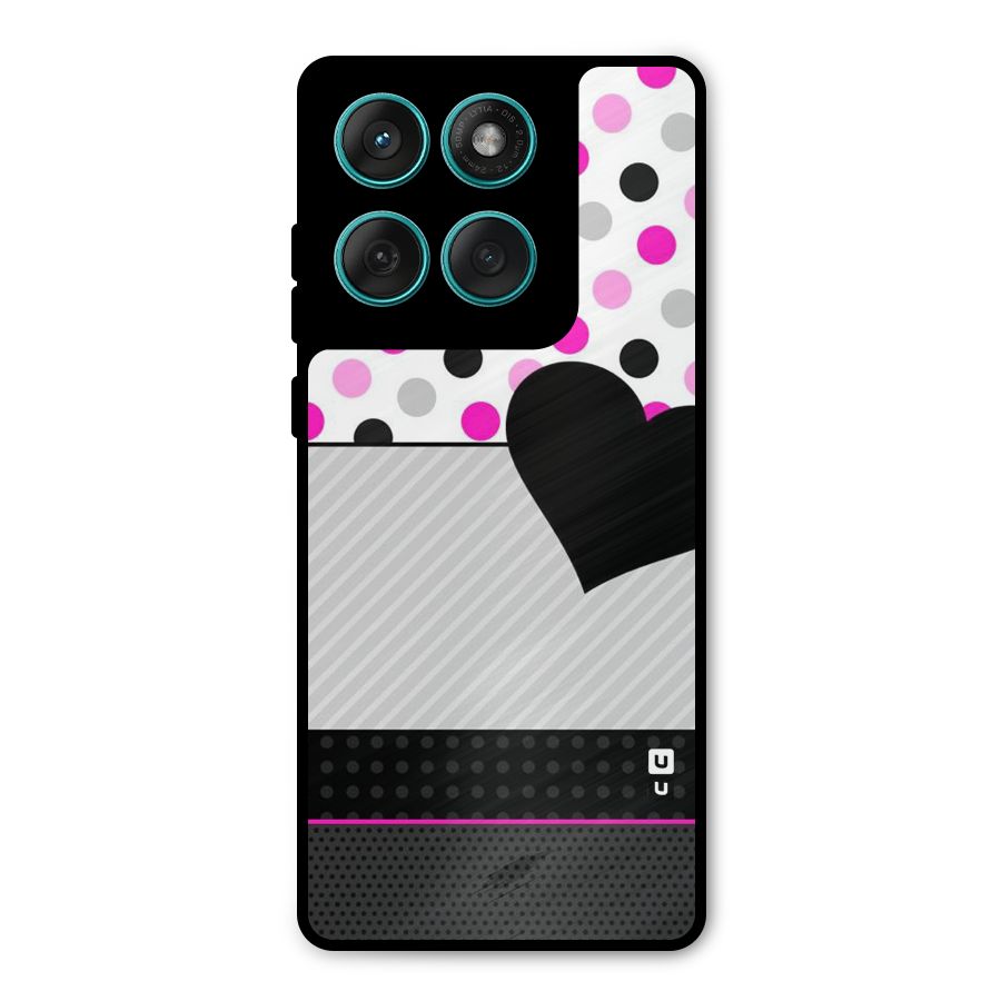 Heart Polka Stripes Metal Back Case for Motorola Edge 60 Fusion
