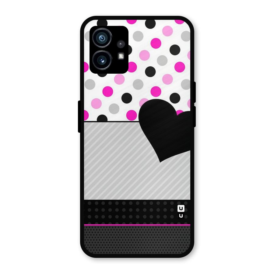 Heart Polka Stripes Metal Back Case for Nothing Phone 1