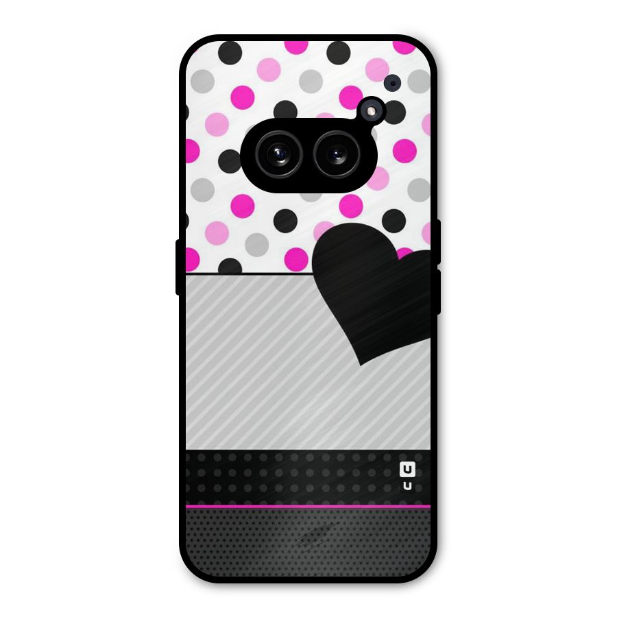 Heart Polka Stripes Metal Back Case for Nothing Phone 2a Plus