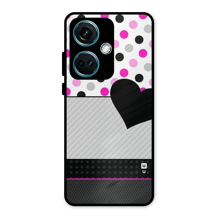 Heart Polka Stripes Metal Back Case for OnePlus Nord CE 3 5G