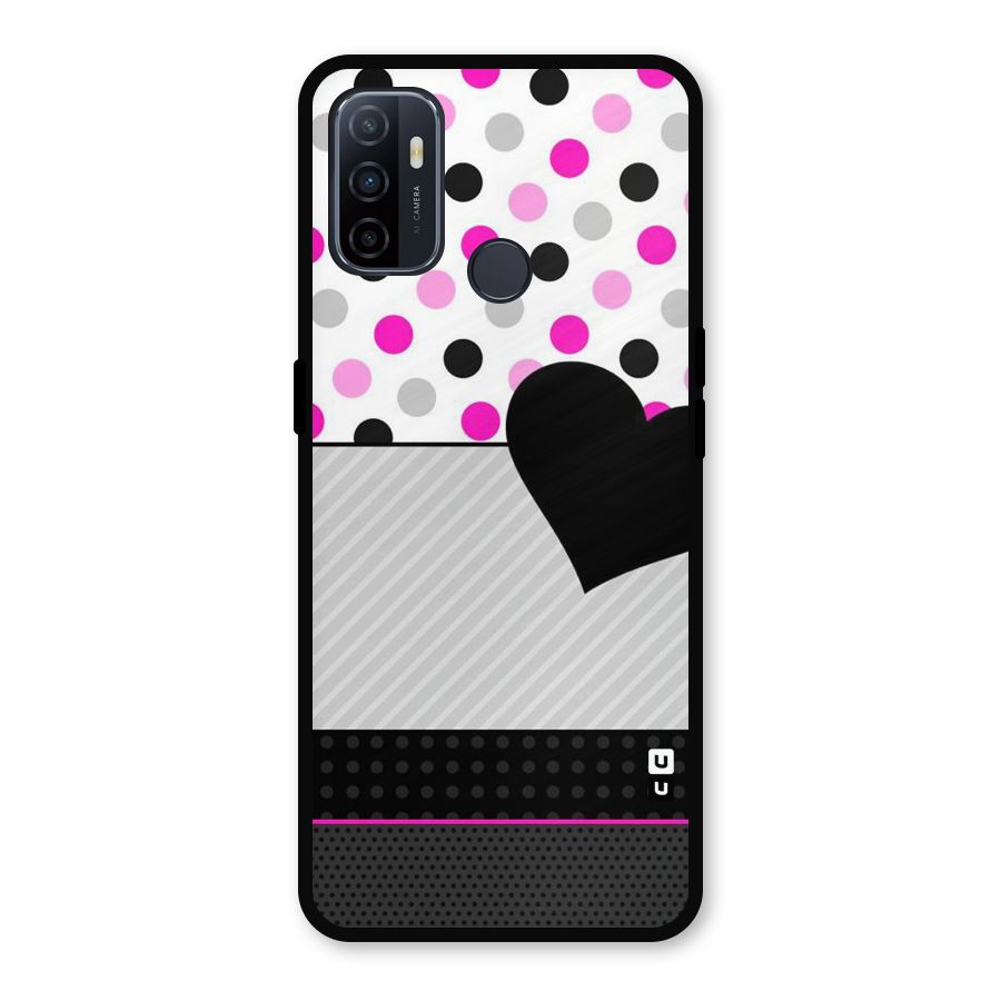 Heart Polka Stripes Metal Back Case for Oppo A53