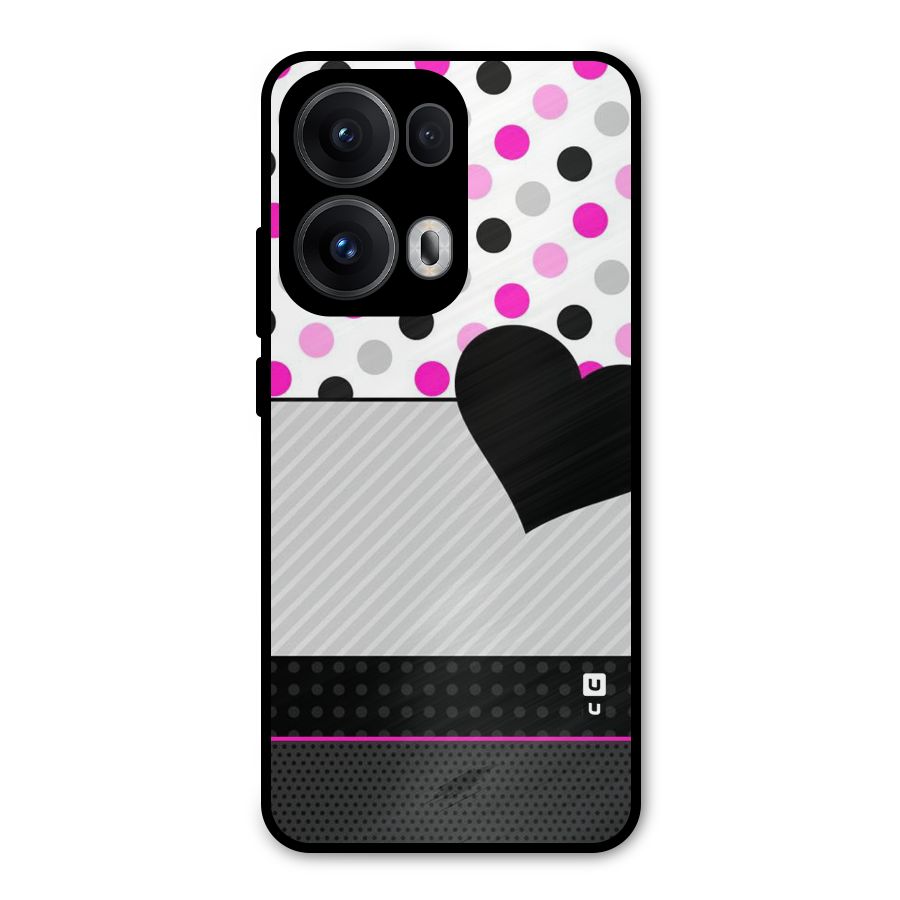 Heart Polka Stripes Metal Back Case for Oppo Reno13 Pro
