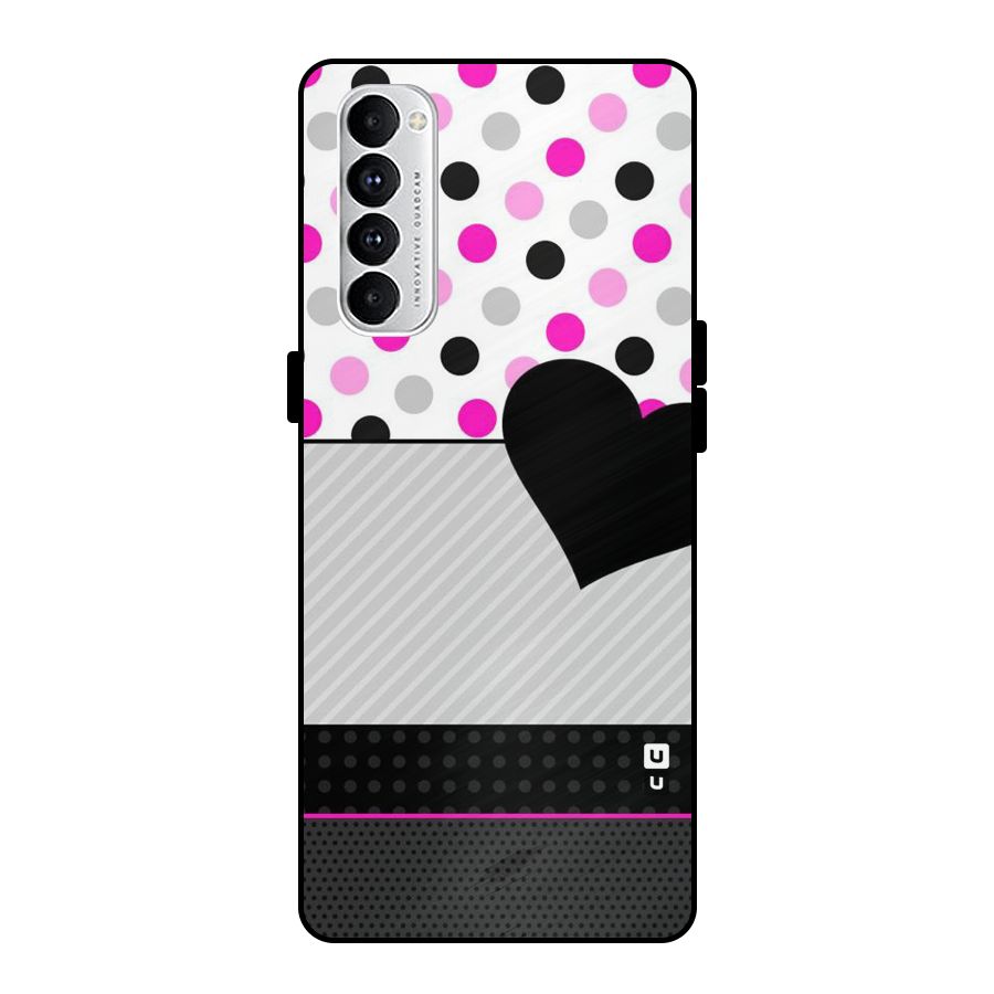Heart Polka Stripes Metal Back Case for Oppo Reno4 Pro