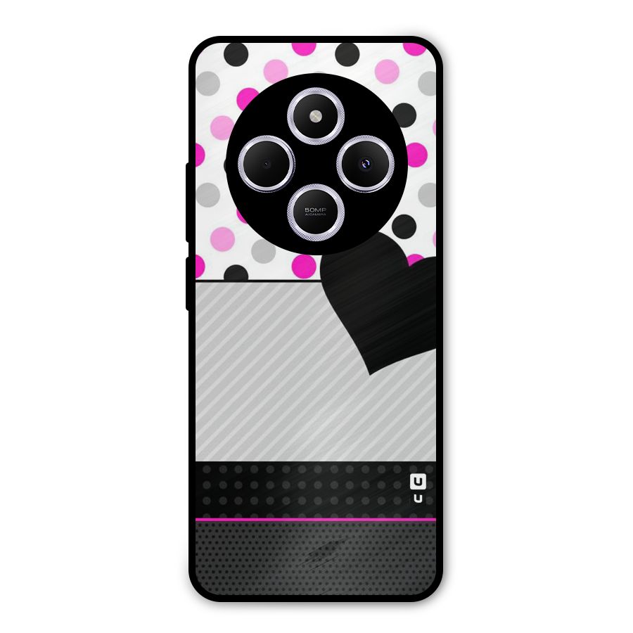 Heart Polka Stripes Metal Back Case for Poco C75 5G