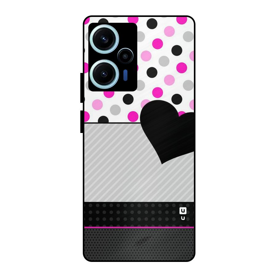 Heart Polka Stripes Metal Back Case for Poco F5
