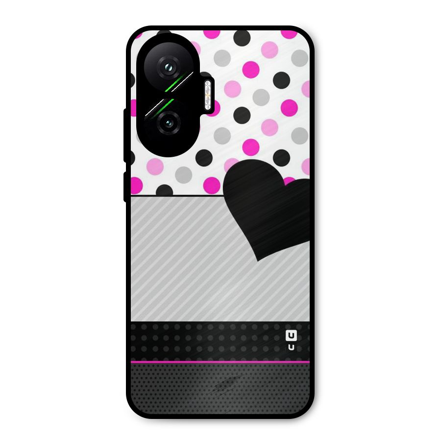 Heart Polka Stripes Metal Back Case for Poco F7