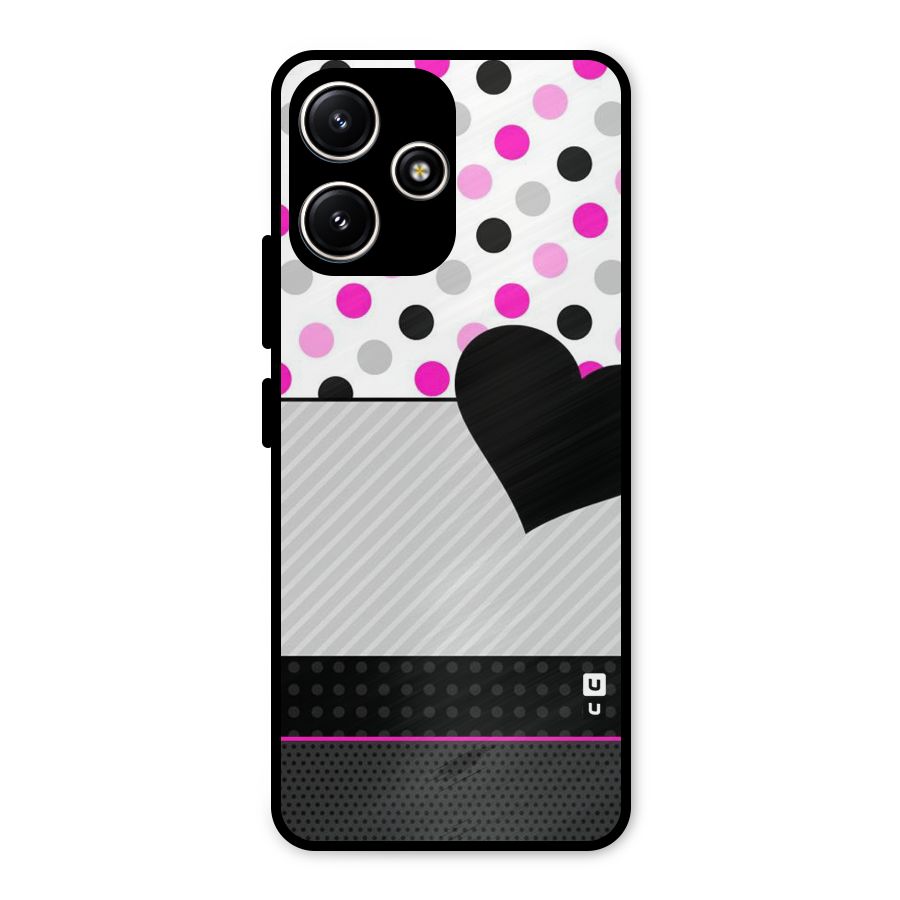 Heart Polka Stripes Metal Back Case for Poco M6 Pro