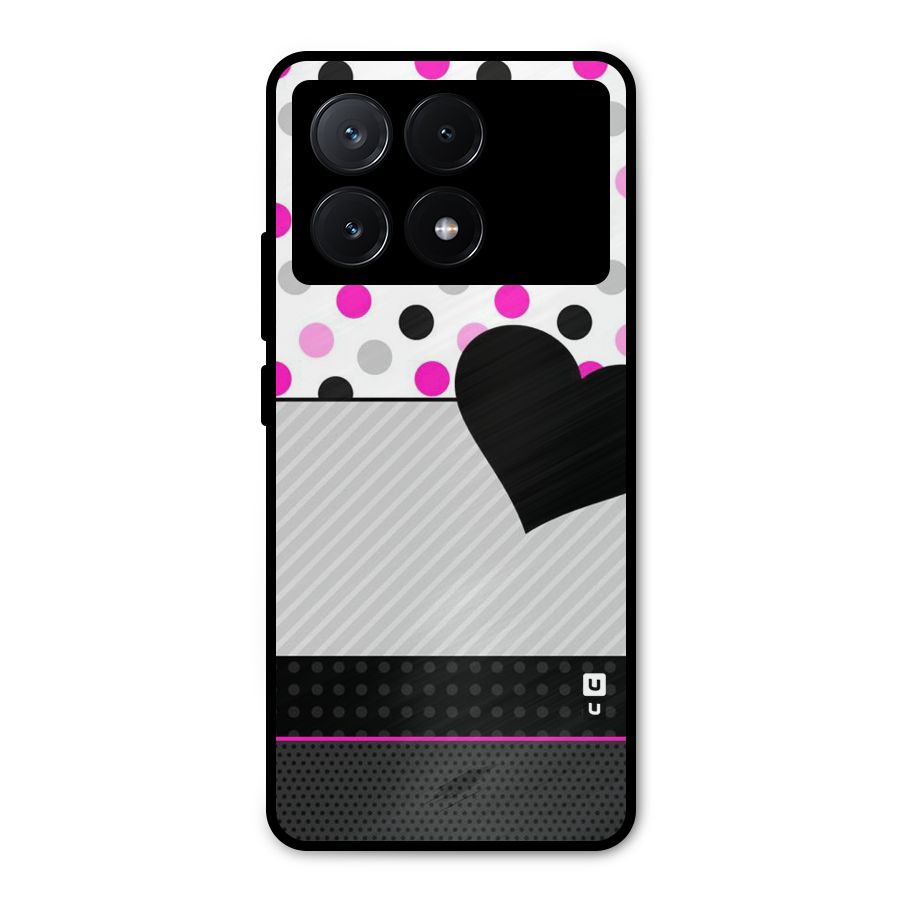 Heart Polka Stripes Metal Back Case for Poco X6 Pro