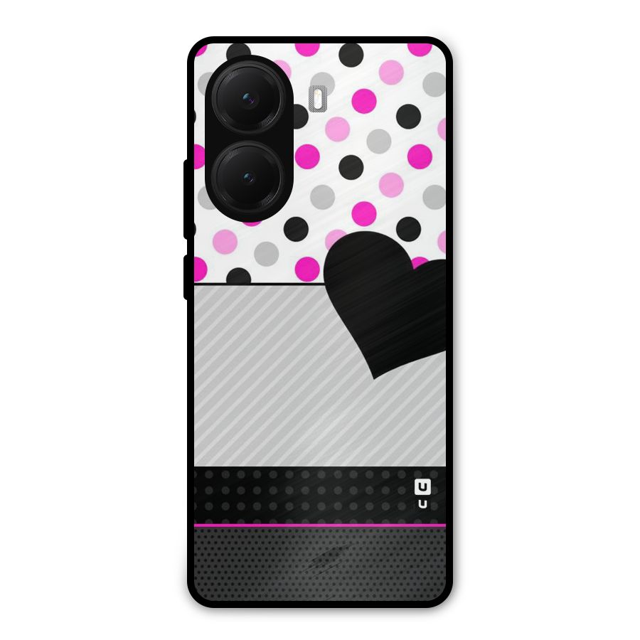 Heart Polka Stripes Metal Back Case for Poco X7 Pro
