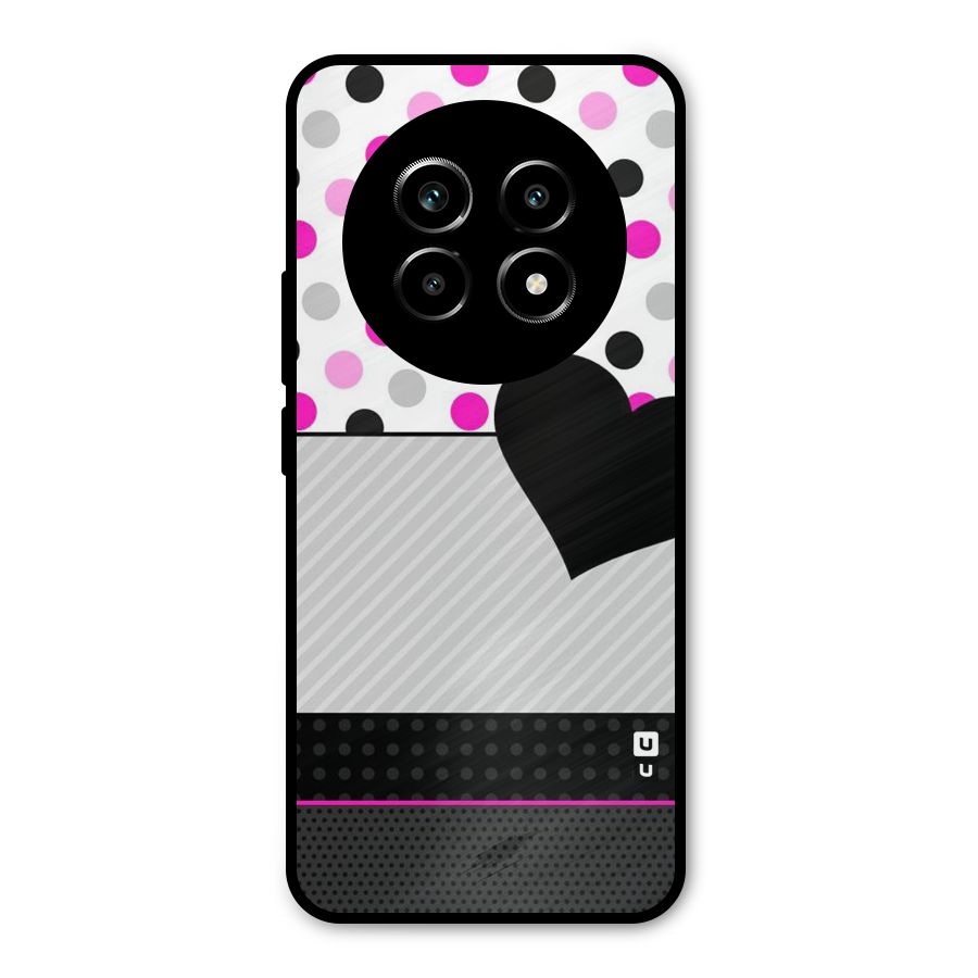 Heart Polka Stripes Metal Back Case for Realme 13 Pro