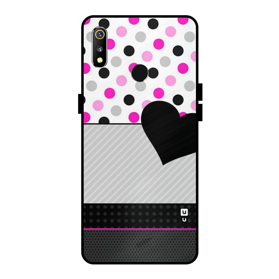 Heart Polka Stripes Metal Back Case for Realme 3