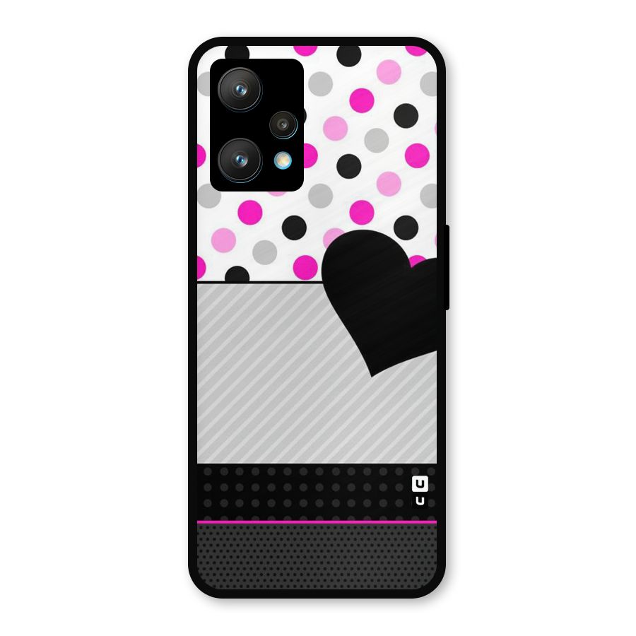 Heart Polka Stripes Metal Back Case for Realme 9