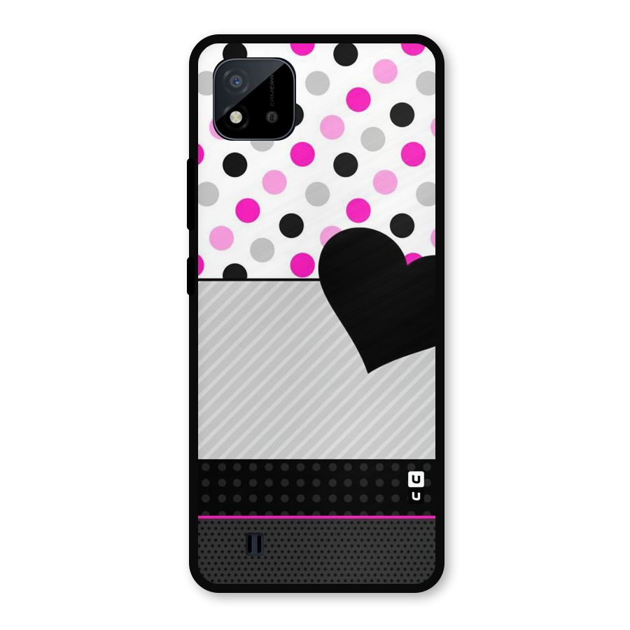 Heart Polka Stripes Metal Back Case for Realme C11 2021