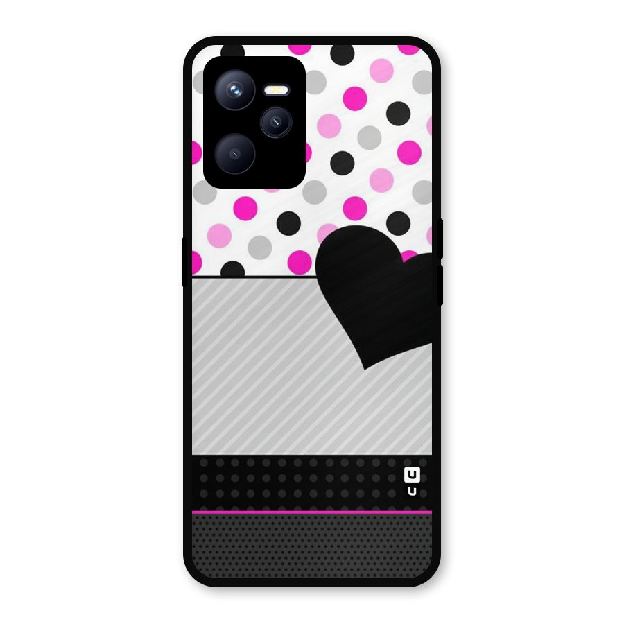 Heart Polka Stripes Metal Back Case for Realme C35