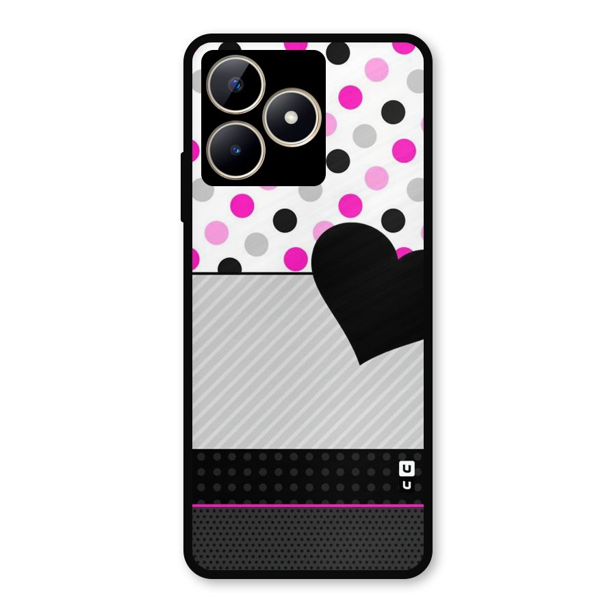 Heart Polka Stripes Metal Back Case for Realme C53