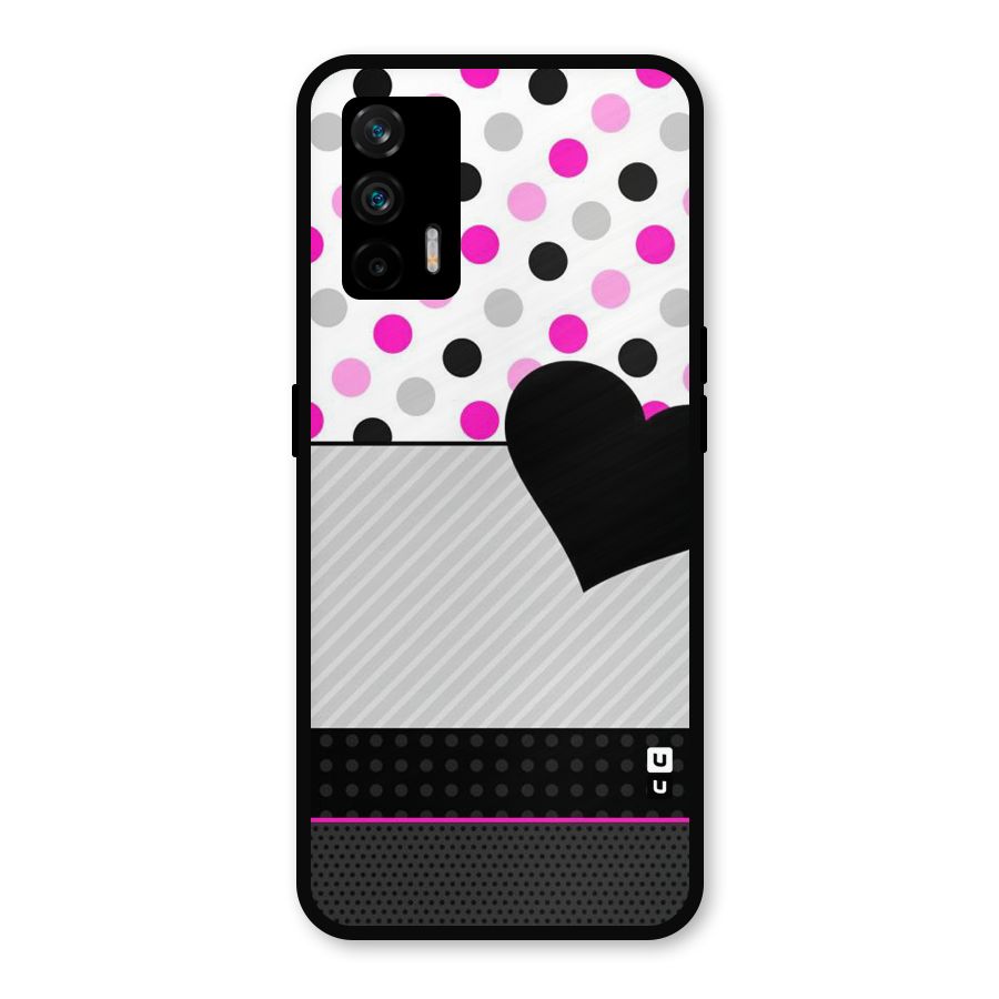 Heart Polka Stripes Metal Back Case for Realme GT 5G