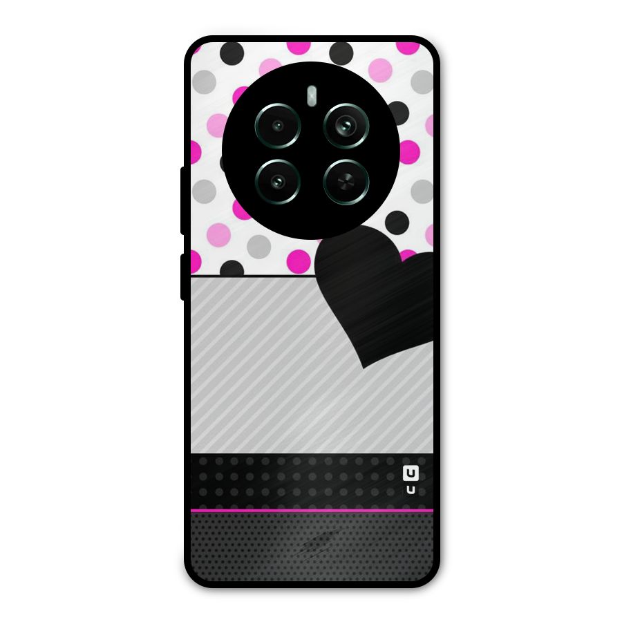 Heart Polka Stripes Metal Back Case for Realme Narzo 70 Pro