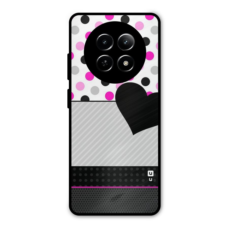Heart Polka Stripes Metal Back Case for Realme Narzo 70x 5G