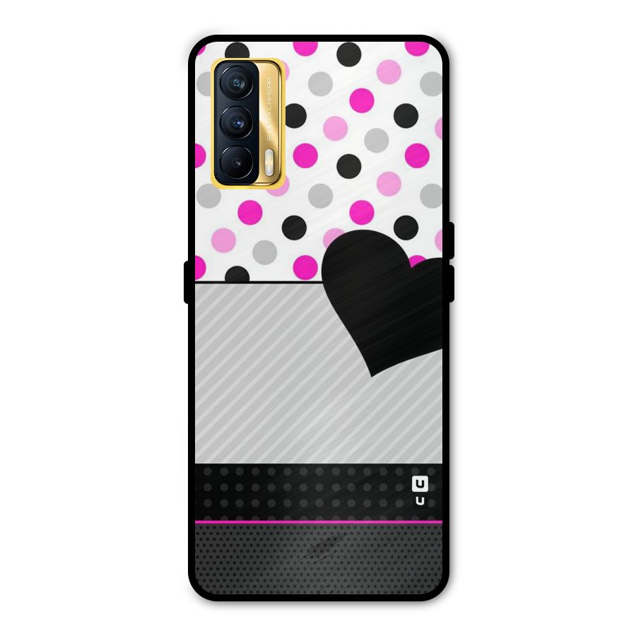 Heart Polka Stripes Metal Back Case for Realme X7