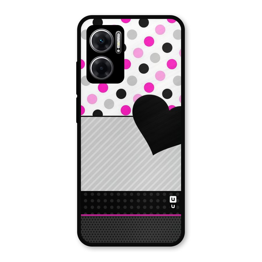 Heart Polka Stripes Metal Back Case for Redmi 11 Prime 5G