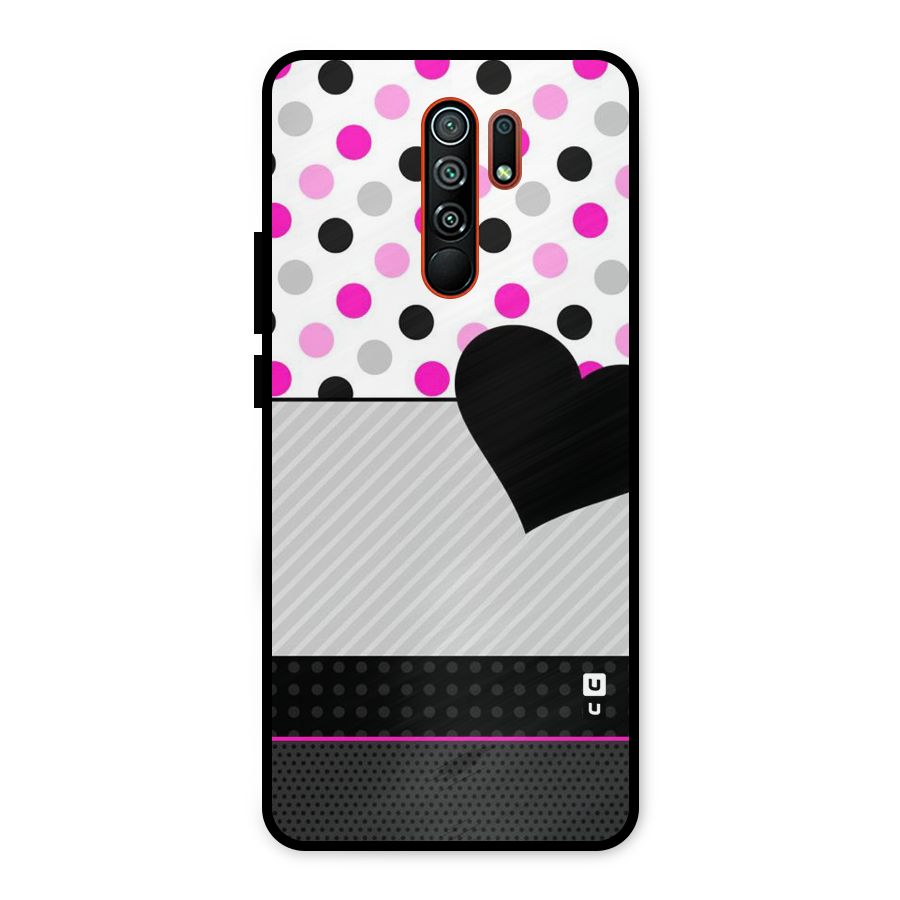 Heart Polka Stripes Metal Back Case for Redmi 9 Prime