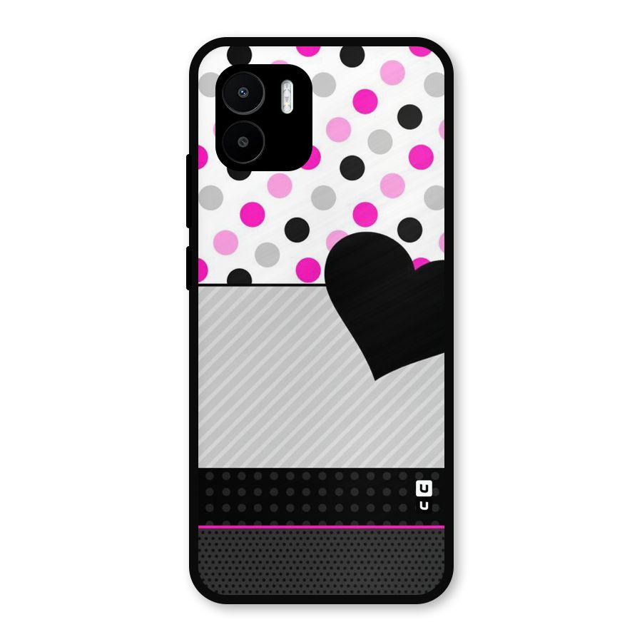 Heart Polka Stripes Metal Back Case for Redmi A2