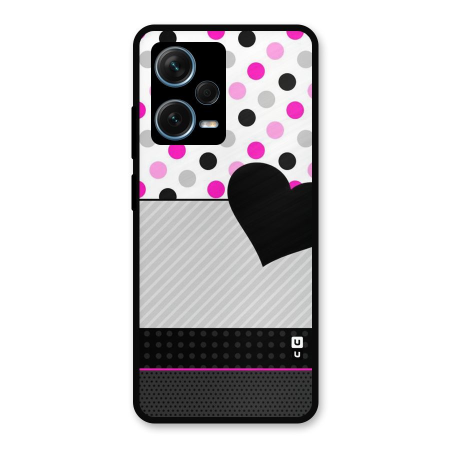Heart Polka Stripes Metal Back Case for Redmi Note 12 Pro Plus 5G