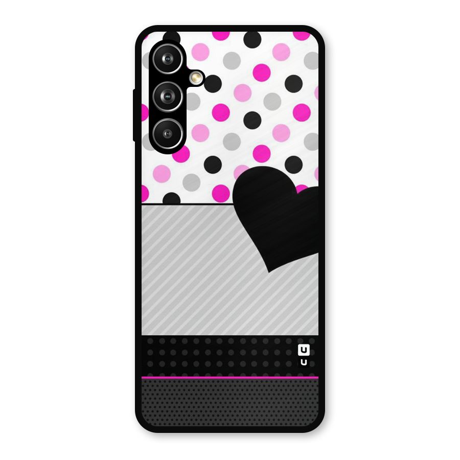 Heart Polka Stripes Metal Back Case for Samsung Galaxy M54