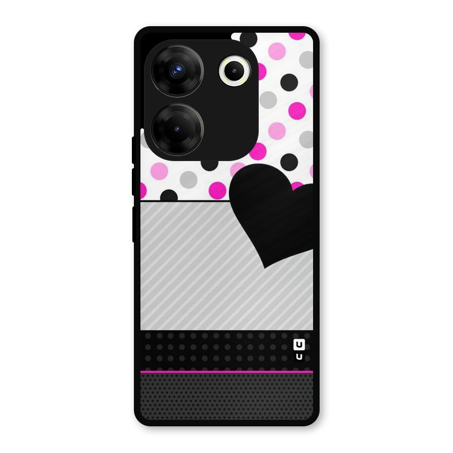 Heart Polka Stripes Metal Back Case for Tecno Camon 20