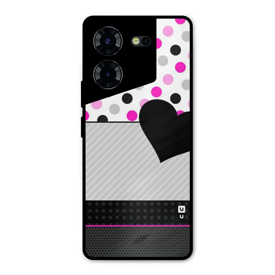 Heart Polka Stripes Metal Back Case for Tecno Pova 5 Pro 5G