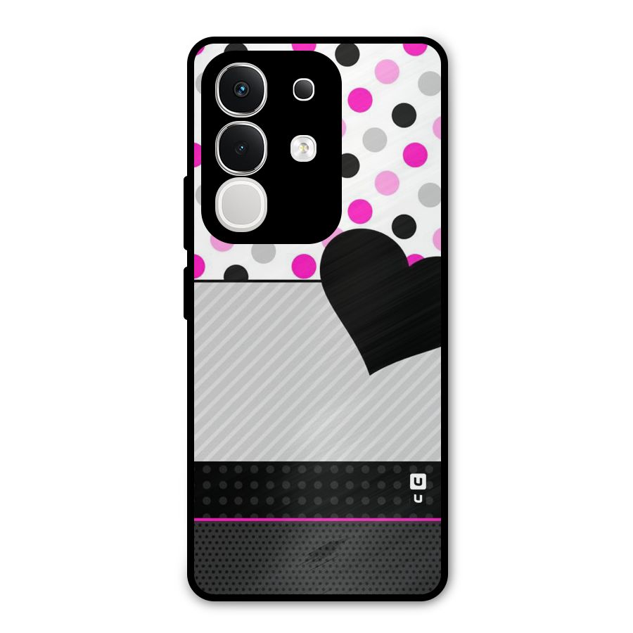 Heart Polka Stripes Metal Back Case for Vivo T4x